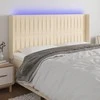 Galvūgalis su LED, kreminės spalvos, 203x16x118/128cm, audinys