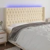 Galvūgalis su LED, kreminės spalvos, 203x16x118/128cm, audinys