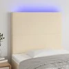 Galvūgalis su LED, kreminės spalvos, 80x5x118/128cm, audinys