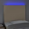 Galvūgalis su LED, kreminės spalvos, 80x5x118/128cm, audinys