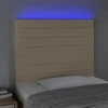 Galvūgalis su LED, kreminės spalvos, 80x5x118/128cm, audinys