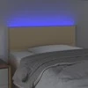 Galvūgalis su LED, kreminės spalvos, 80x5x78/88cm, audinys
