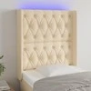 Galvūgalis su LED, kreminės spalvos, 83x16x118/128cm, audinys