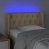 Galvūgalis su LED, kreminės spalvos, 83x16x78/88cm, audinys