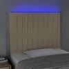 Galvūgalis su LED, kreminės spalvos, 90x5x118/128cm, audinys