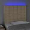 Galvūgalis su LED, kreminės spalvos, 90x5x118/128cm, audinys