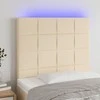 Galvūgalis su LED, kreminės spalvos, 90x5x118/128cm, audinys