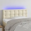 Galvūgalis su LED, kreminės spalvos, 90x5x78/88cm, dirbtinė oda
