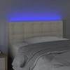 Galvūgalis su LED, kreminės spalvos, 90x5x78/88cm, dirbtinė oda