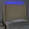 Galvūgalis su LED, kreminės spalvos, 93x16x118/128cm, audinys