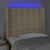 Galvūgalis su LED, kreminės spalvos, 93x16x118/128cm, audinys