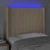 Galvūgalis su LED, kreminės spalvos, 93x16x118/128cm, audinys