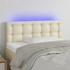 Galvūgalis su LED, kreminės spalvos,100x5x78/88cm, dirbtinė oda