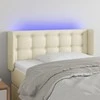 Galvūgalis su LED, kreminės spalvos,83x16x78/88cm, dirbtinė oda