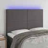 Galvūgalis su LED, pilkas, 144x5x118/128cm, dirbtinė oda