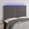 Galvūgalis su LED, pilkas, 144x5x118/128cm, dirbtinė oda