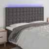 Galvūgalis su LED, pilkas, 160x5x118/128cm, dirbtinė oda