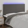 Galvūgalis su LED, pilkas, 200x5x118/128cm, dirbtinė oda