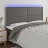 Galvūgalis su LED, pilkas, 200x5x118/128cm, dirbtinė oda