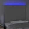 Galvūgalis su LED, pilkas, 80x5x118/128cm, dirbtinė oda