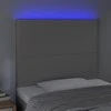 Galvūgalis su LED, pilkas, 90x5x118/128cm, dirbtinė oda