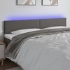 Galvūgalis su LED, pilkos spalvos, 180x5x78/88cm, dirbtinė oda