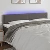 Galvūgalis su LED, pilkos spalvos, 180x5x78/88cm, dirbtinė oda