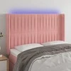 Galvūgalis su LED, rožinės spalvos, 147x16x118/128cm, aksomas