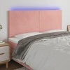Galvūgalis su LED, rožinės spalvos, 180x5x118/128cm, aksomas