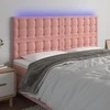 Galvūgalis su LED, rožinės spalvos, 180x5x118/128cm, aksomas