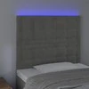 Galvūgalis su LED, šviesiai pilkas, 100x5x118/128cm, aksomas