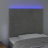 Galvūgalis su LED, šviesiai pilkas, 100x5x118/128cm, aksomas