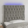 Galvūgalis su LED, šviesiai pilkas, 100x7x118/128cm, aksomas