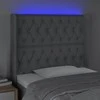Galvūgalis su LED, šviesiai pilkas, 103x16x118/128cm, audinys