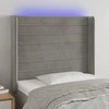 Galvūgalis su LED, šviesiai pilkas, 103x16x118/128cm, aksomas
