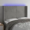Galvūgalis su LED, šviesiai pilkas, 147x16x118/128cm, aksomas