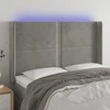 Galvūgalis su LED, šviesiai pilkas, 147x16x118/128cm, aksomas