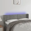 Galvūgalis su LED, šviesiai pilkas, 147x16x78/88cm, aksomas