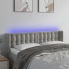 Galvūgalis su LED, šviesiai pilkas, 147x16x78/88cm, aksomas