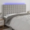 Galvūgalis su LED, šviesiai pilkas, 160x5x118/128cm, audinys