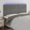 Galvūgalis su LED, šviesiai pilkas, 160x5x118/128cm, aksomas