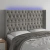 Galvūgalis su LED, šviesiai pilkas, 163x16x118/128cm, aksomas