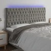 Galvūgalis su LED, šviesiai pilkas, 180x7x118/128cm, aksomas