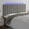 Galvūgalis su LED, šviesiai pilkas, 200x5x118/128cm, aksomas