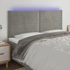 Galvūgalis su LED, šviesiai pilkas, 200x5x118/128cm, aksomas