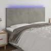 Galvūgalis su LED, šviesiai pilkas, 200x5x118/128cm, aksomas