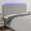 Galvūgalis su LED, šviesiai pilkas, 200x5x118/128cm, audinys