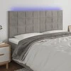 Galvūgalis su LED, šviesiai pilkas, 200x5x118/128cm, aksomas