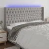 Galvūgalis su LED, šviesiai pilkas, 203x16x118/128cm, audinys