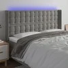 Galvūgalis su LED, šviesiai pilkas, 203x16x118/128cm, aksomas